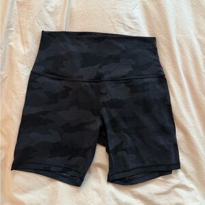 Black Camo Biker Shorts 6 inch